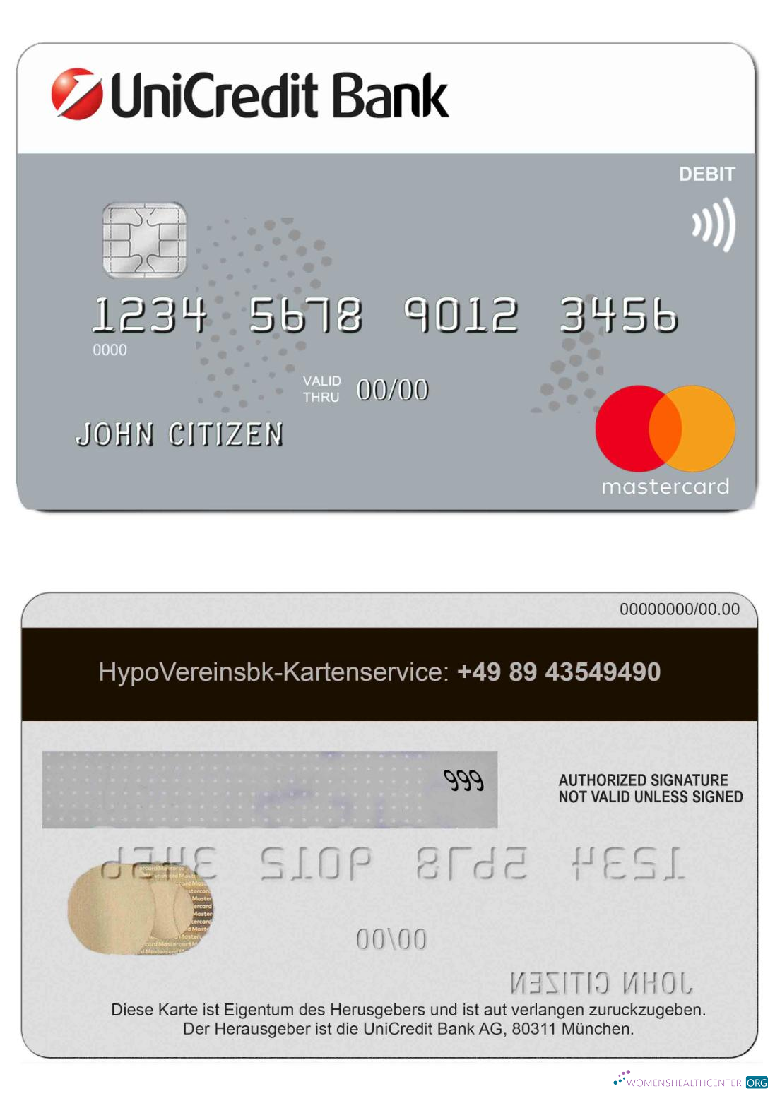 Download Germany UniCredit Bank MasterCard Credit Card Photoshop template